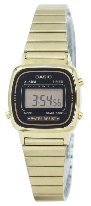 Front view of Casio LA670WGA-1DF Womens Watch on white background