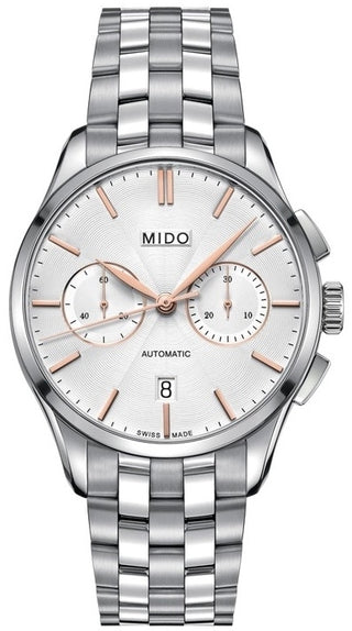 Front view of Mido Belluna Chronograph M0244271103100 Mens Watch on white background