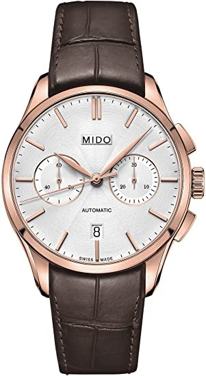 Front view of Mido Belluna Chronograph M0244273603100 Mens Watch on white background