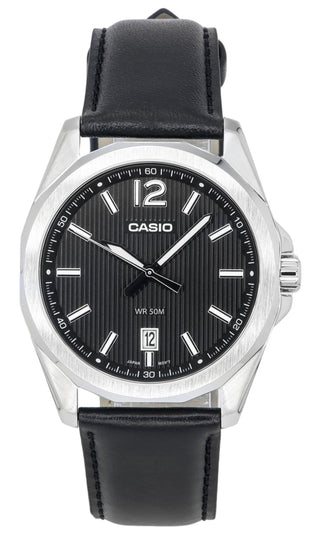 Front view of Casio MTP-E725L-1A Mens Watch on white background