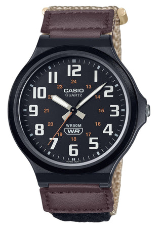 Front view of Casio MW-240B-5BV Mens Watch on white background