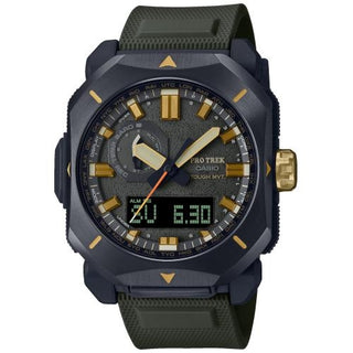 Front view of Casio Pro Trek Though Solar Triple Sensor PRW-6900Y-3ER Mens Watch on white background