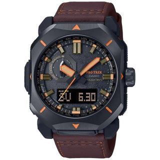 Front view of Casio Pro Trek Though Solar Triple Sensor PRW-6900YL-5ER Mens Watch on white background