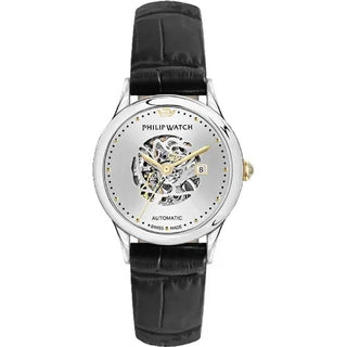 Front view of Philip Watch Marilyn Automatic Skeleton- Swiss Made R8221596501 Womens Watch on white background