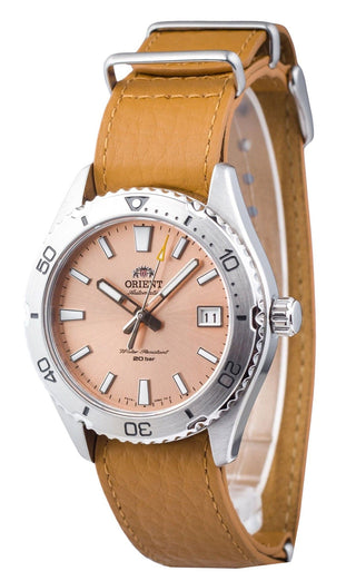 Front view of Orient Mako 40 RA-AC0Q05P10B Mens Watch on white background