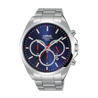 Front view of Lorus Sports Chronograph RT363GX9 Mens Watch on white background