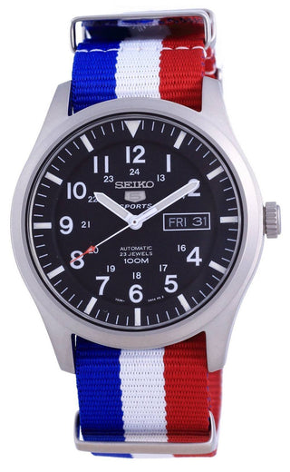 Front view of Seiko SNZG15K1-VAR-NATO25 Mens Watch on white background