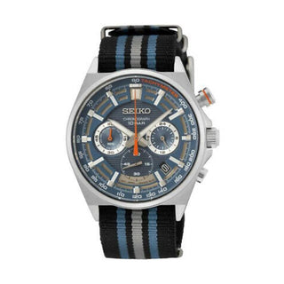 Front view of Seiko Neo Sports Chronograph SSB409P1 Mens Watch on white background