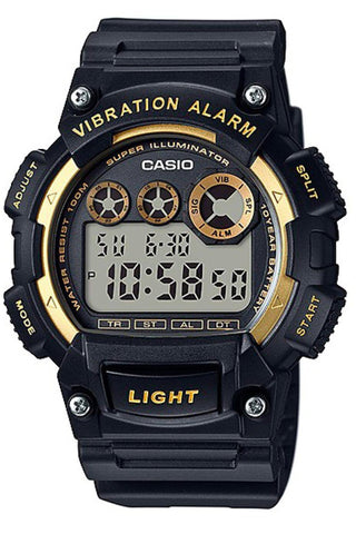 Front view of Casio Sports W-735H-1A2 Black Resin Mens Watch on white background