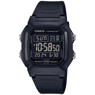 Front view of Casio Retro Vintage W-800H-1B Black Resin Unisex Watch on white background