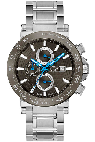 Front view of Guess Collection Chronograph Y37011G5 Grey Stainless Steel Mens Watch on white background