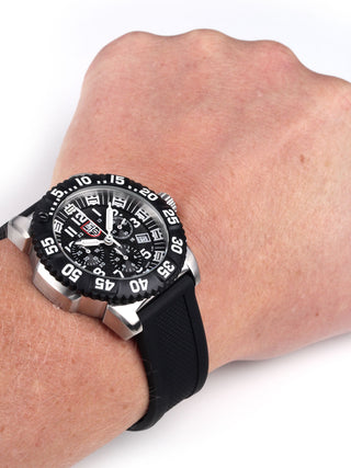 Angle shot of Luminox Chronograph XS.3181.L Black Silicone Unisex Watch on white background