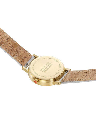 Angle shot of Mondaine A660.30314.80SBU Grey Textile Womens Watch on white background
