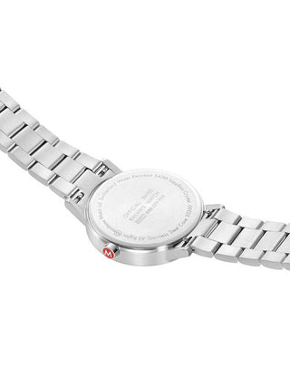 Angle shot of Mondaine A660.30360.11SBJ White Dial Silver Stainless Steel Unisex Watch on white background