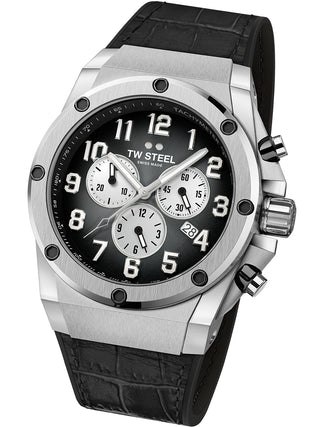 Angle shot of TW Steel Chronograph ACE130 Black Unisex Watch on white background