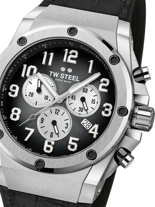 Front view of TW Steel Chronograph ACE130 Black Unisex Watch on white background