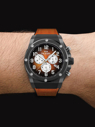 Angle shot of TW Steel Chronograph ACE133 Unisex Watch on white background