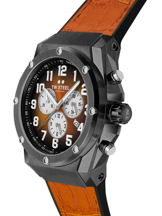 Angle shot of TW Steel Chronograph ACE133 Unisex Watch on white background