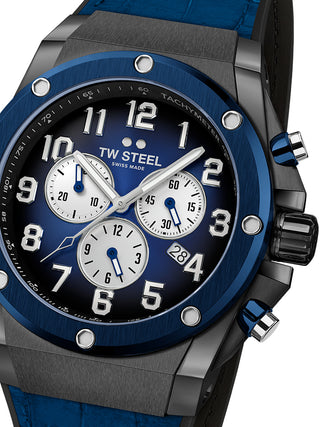 Front view of TW Steel Chronograph ACE134 Blue Unisex Watch on white background
