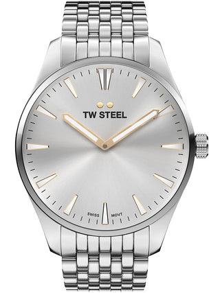 Angle shot of TW Steel ACE352 Silver Stainless Steel Womens Watch on white background