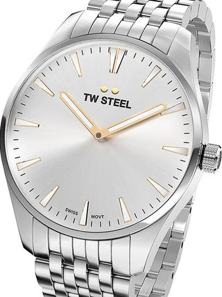 Front view of TW Steel ACE352 Silver Stainless Steel Womens Watch on white background