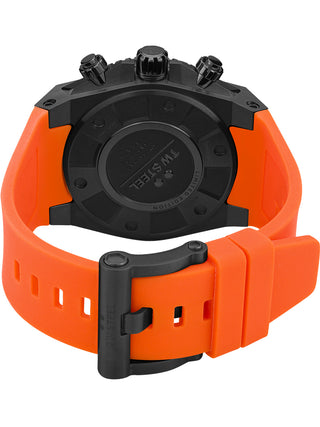 Angle shot of TW Steel Chronograph ACE404 Black Dial Unisex Watch on white background