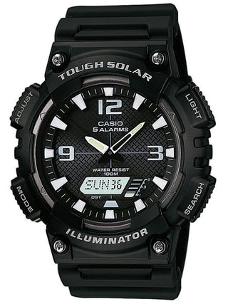 Front view of Casio Collection Chronograph AQ-S810W-1AVEF Black Resin Mens Watch on white background