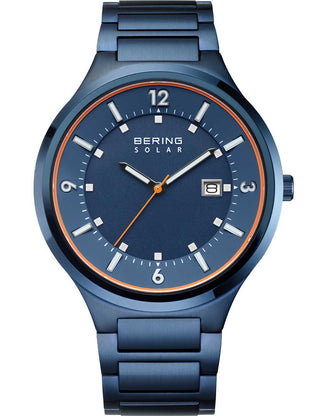 Front view of Bering 14442-797 Blue Stainless Steel Unisex Watch on white background