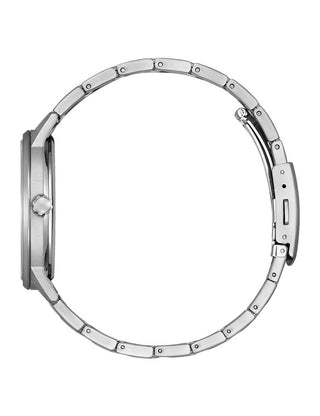 Angle shot of Citizen BM6755-71A White Dial Silver Stainless Steel Unisex Watch on white background