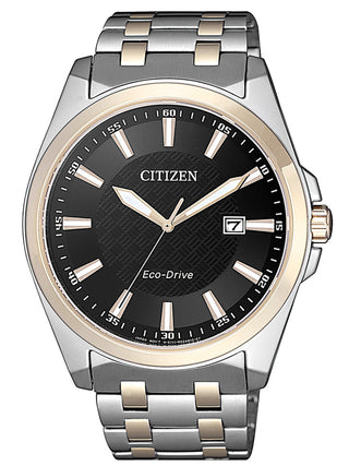 Front view of Citizen BM7109-89E Black Dial Silver Stainless Steel Unisex Watch on white background