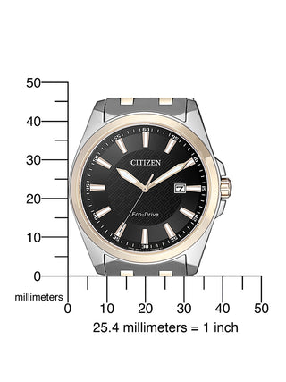 Angle shot of Citizen BM7109-89E Black Dial Silver Stainless Steel Unisex Watch on white background