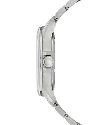 Angle shot of Citizen BM7470-84L Blue Dial Silver Titanium Unisex Watch on white background