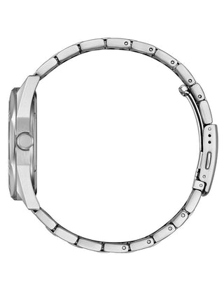 Angle shot of Citizen BM7631-52E Black Dial Silver Stainless Steel Unisex Watch on white background