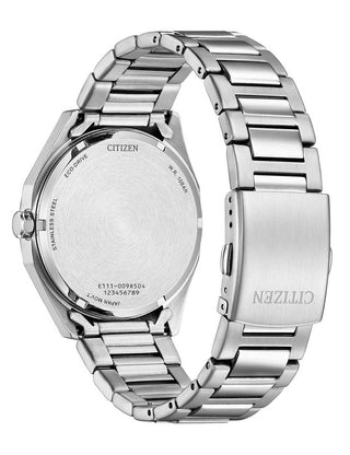 Angle shot of Citizen BM7631-52E Black Dial Silver Stainless Steel Unisex Watch on white background