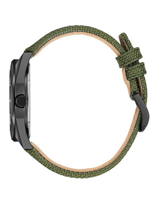 Angle shot of Citizen BM7635-01X Green Textile Unisex Watch on white background