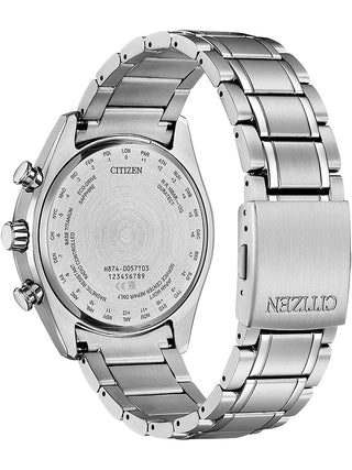 Angle shot of Citizen BY1010-81H Grey Dial Silver Titanium Unisex Watch on white background