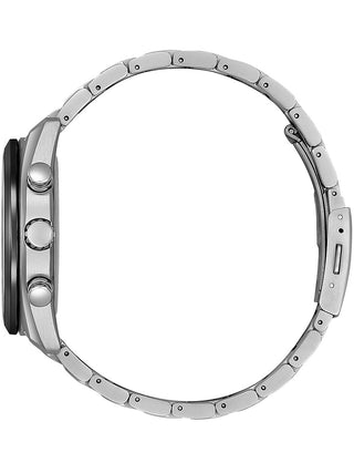 Angle shot of Citizen BY1018-80X Red Dial Silver Titanium Unisex Watch on white background