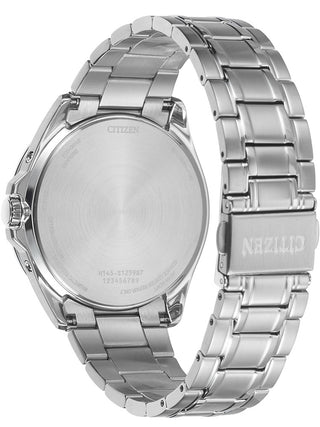 Angle shot of Citizen CB0250-84L Blue Dial Silver Stainless Steel Unisex Watch on white background
