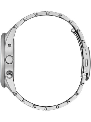 Angle shot of Citizen CB0270-87L Blue Dial Silver Stainless Steel Unisex Watch on white background