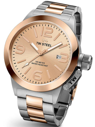 Angle shot of TW Steel CB404 Rose Gold Stainless Steel Womens Watch on white background