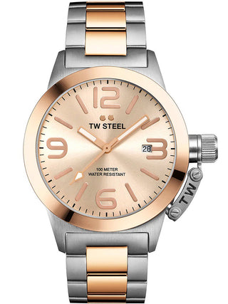 Angle shot of TW Steel CB404 Rose Gold Stainless Steel Womens Watch on white background