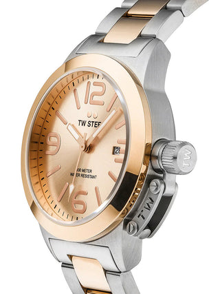 Angle shot of TW Steel CB404 Rose Gold Stainless Steel Womens Watch on white background