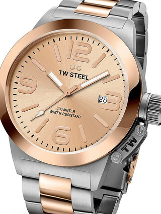 Front view of TW Steel CB404 Rose Gold Stainless Steel Womens Watch on white background