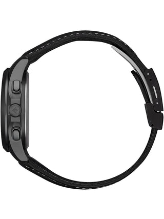 Angle shot of Citizen Chronograph CB5925-15E Black Leather Unisex Watch on white background
