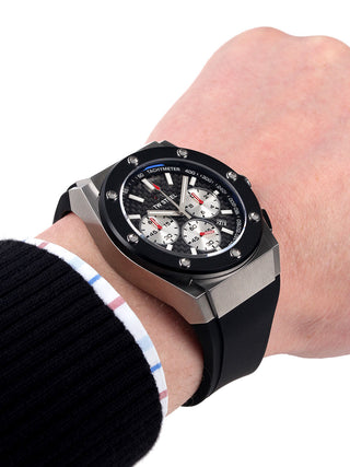 Angle shot of TW Steel Chronograph CE4020 Black Silicone Unisex Watch on white background