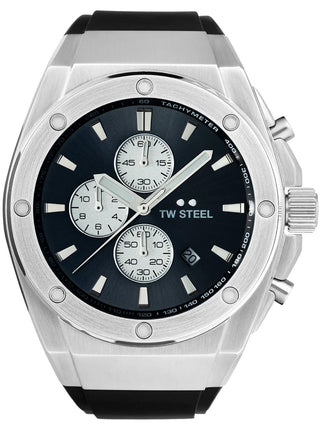 Angle shot of TW Steel Chronograph CE4100 Black Unisex Watch on white background