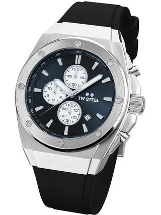 Angle shot of TW Steel Chronograph CE4100 Black Unisex Watch on white background