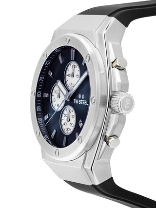 Angle shot of TW Steel Chronograph CE4100 Black Unisex Watch on white background
