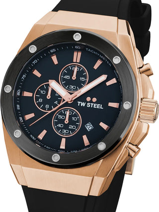 Front view of TW Steel Chronograph CE4103 Black Unisex Watch on white background