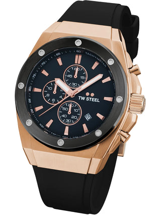 Angle shot of TW Steel Chronograph CE4103 Black Unisex Watch on white background